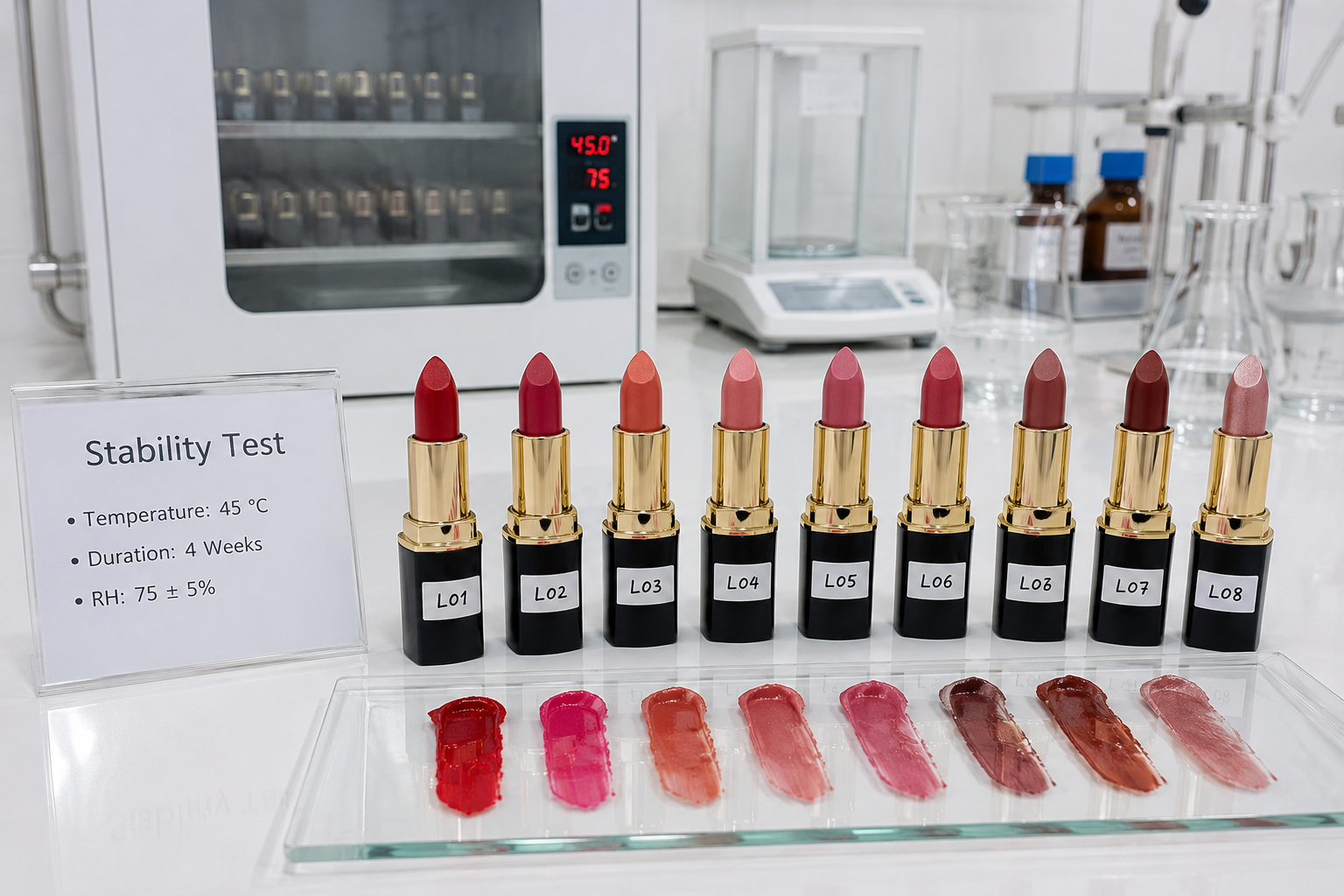 บริการทดสอบความคงตัวเครื่องสำอางสี (Color Cosmetics Stability Testing): ลิปสติก รองพื้น และเครื่องสำอางสี