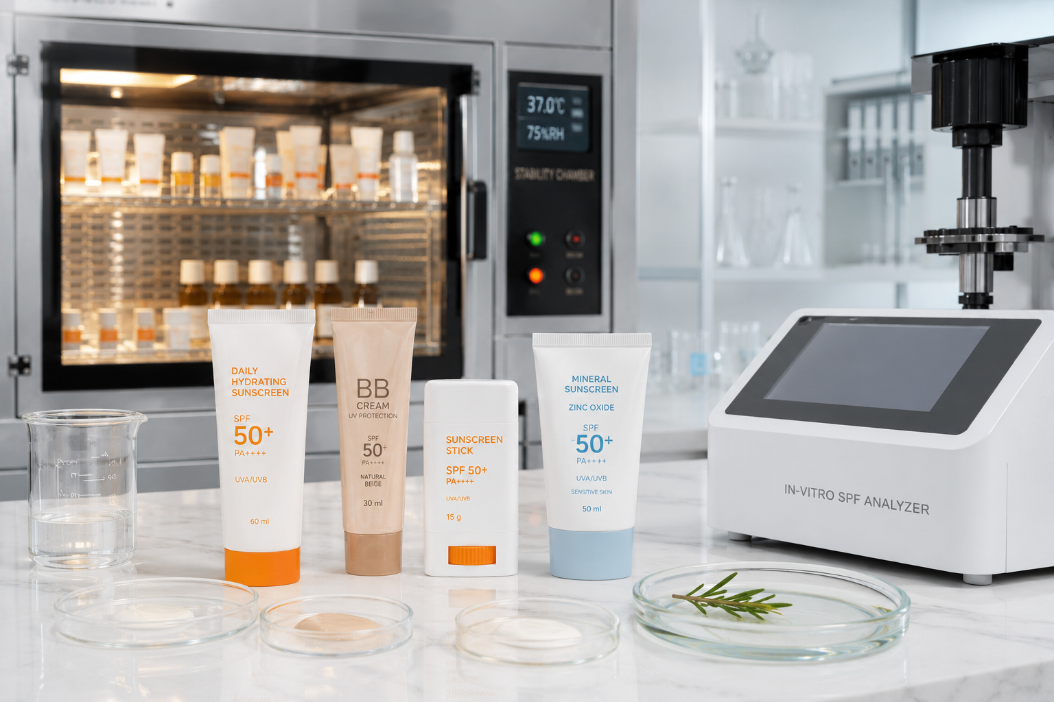 บริการทดสอบกันแดด (Sunscreen Stability Testing): SPF Retention, UV Filter Assay และ Photostability บริการทดสอบกันแดด (Sunscreen Stability Testing): SPF Retention, UV Filter Assay และ Photostability