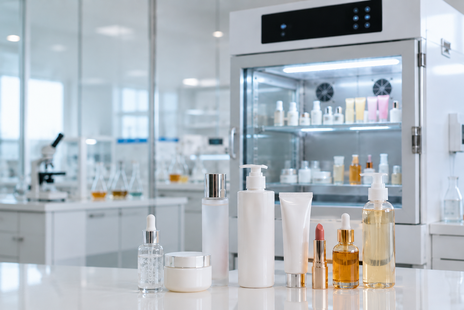 บริการทดสอบความคงตัวเครื่องสำอาง (Cosmetic Stability Hub): ครอบคลุม 8 รูปแบบ ครีม เซรั่ม โทนเนอร์ กันแดด บริการทดสอบความคงตัวเครื่องสำอาง (Cosmetic Stability Hub): ครอบคลุม 8 รูปแบบ ครีม เซรั่ม โทนเนอร์ กันแดด