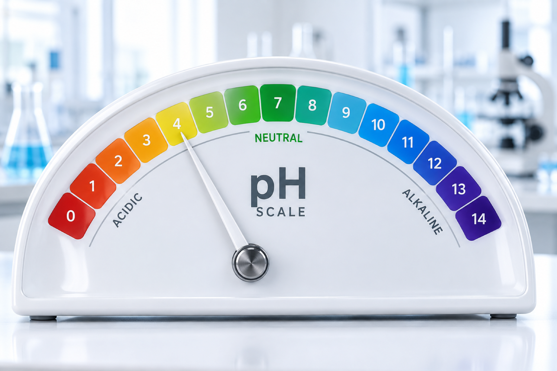 TIBD-Services-39 pH meter showing the acidic-to-alkaline scale