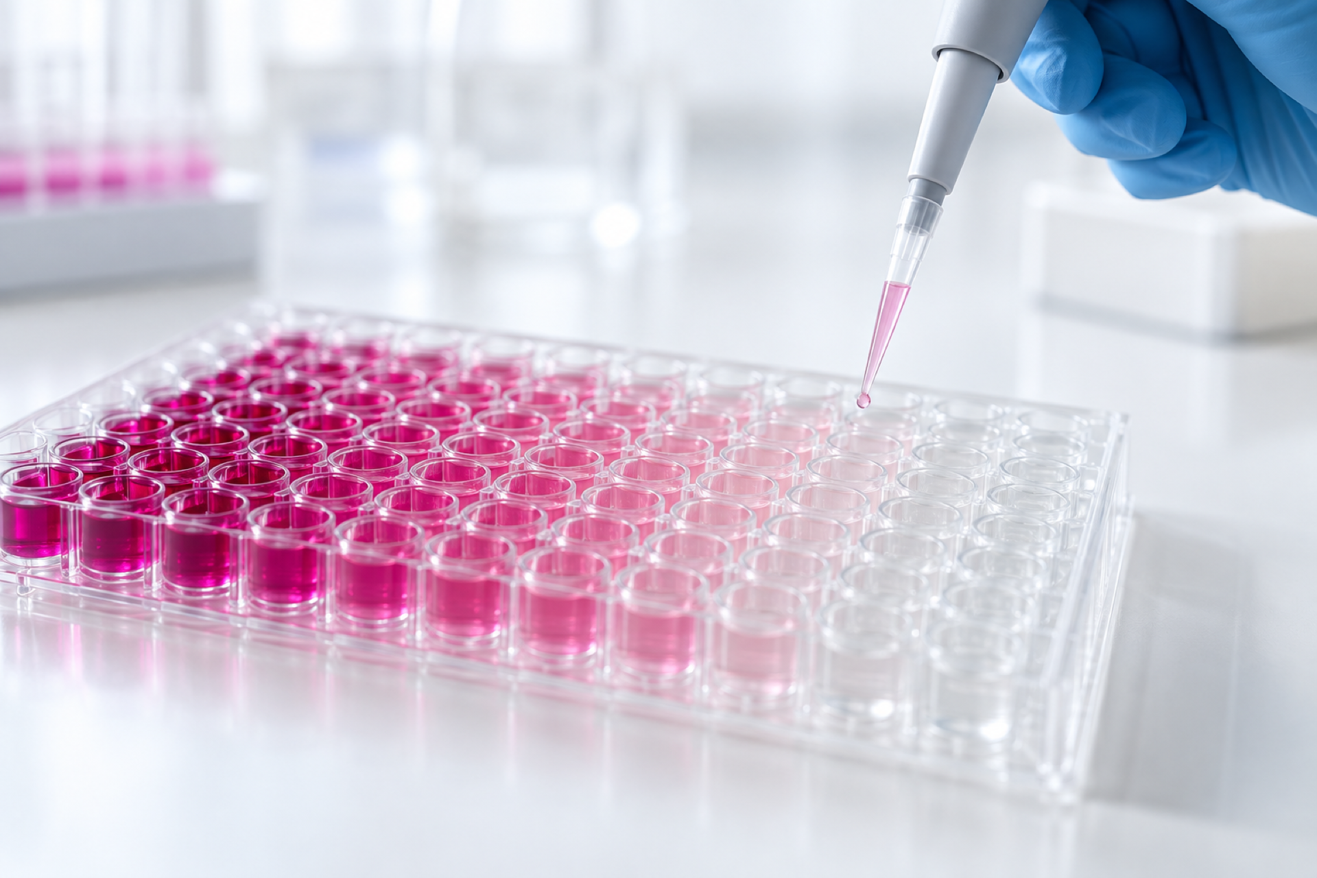 TIBD-Services-44 Pipette dispensing samples into a microplate in the lab