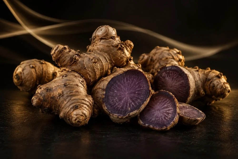 AI plant-source concept image: polymethoxyflavones from black ginger, not an extract sample