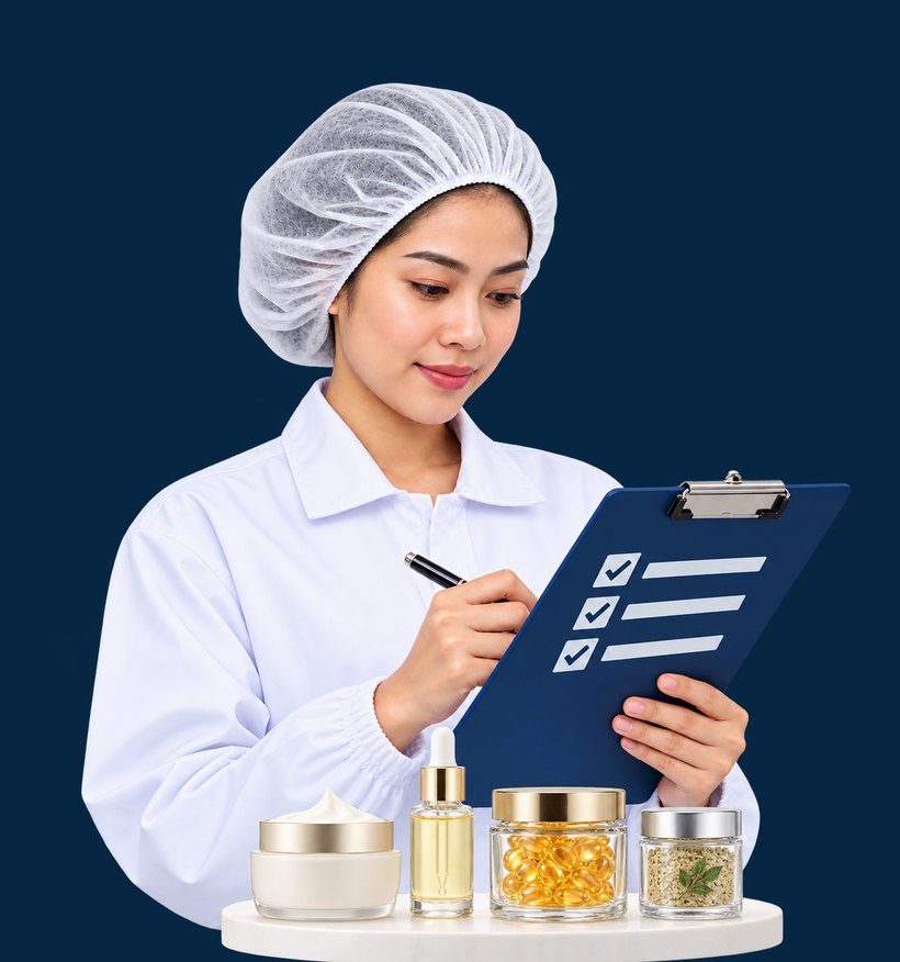 ผู้ควบคุมการผลิตถือเช็กลิสต์ จากโปสเตอร์รับสมัคร Production Supervisor เป็นภาพประกอบ AI