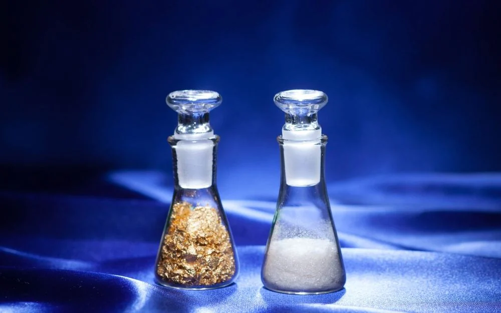 Flasks of 24K gold and silk powder