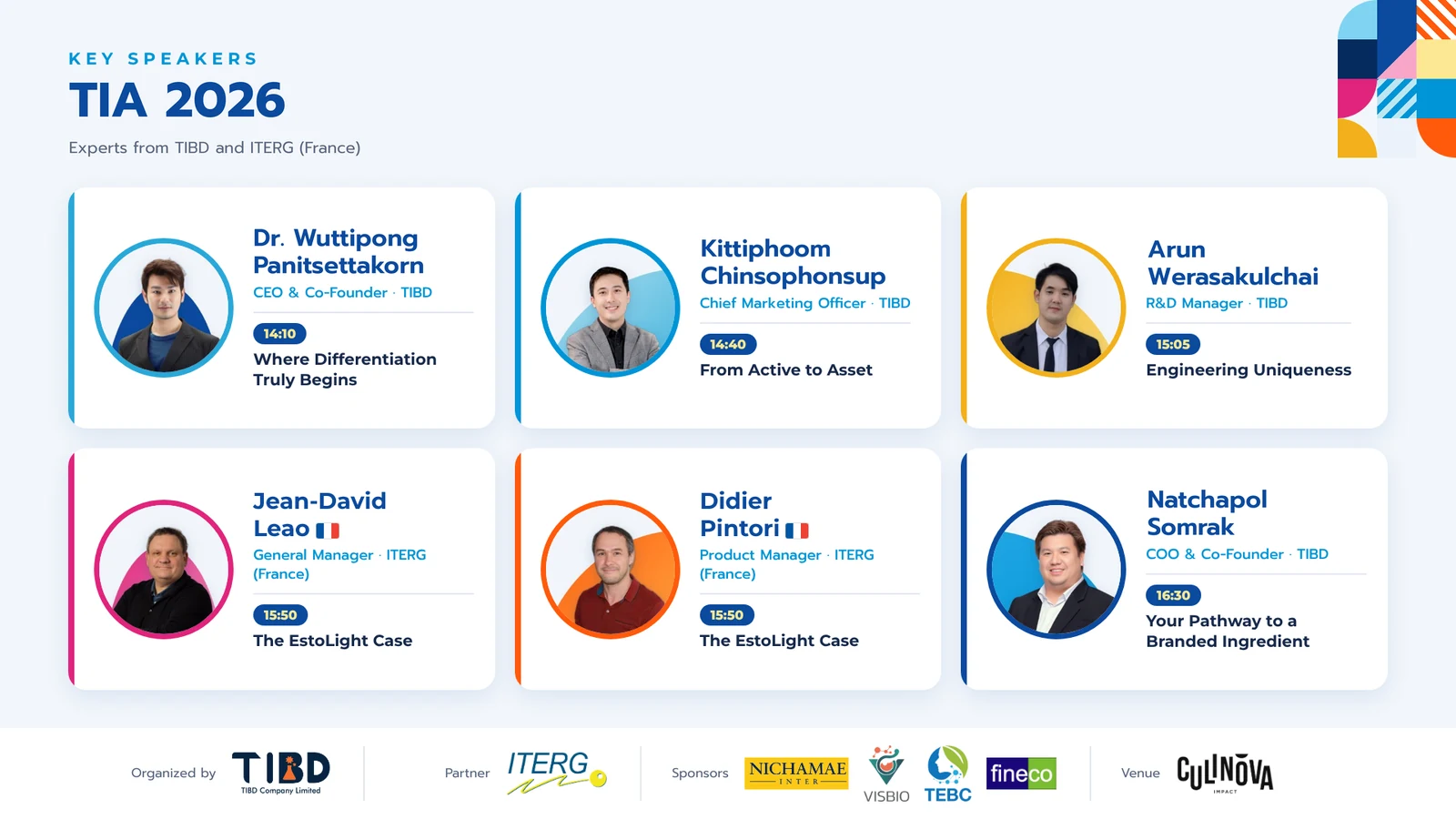 The six key speakers at TIA 2026